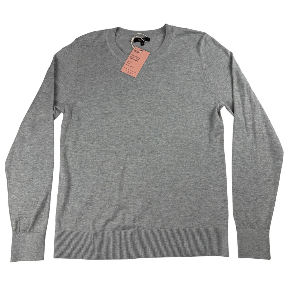 NWT Quince Women's Lightweight Cotton Crew Neck Sweater Heather Gray Medium - Picture 5 of 10